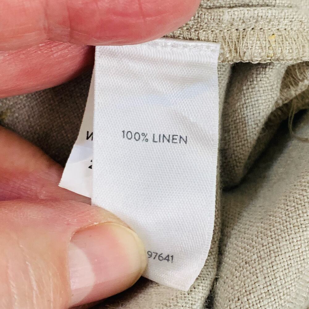 Pure Jill 100% Linen Pant Women Small Beige Pull On Elastic Waist Cropped Casual - Picture 6 of 6